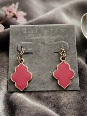 Talbots - Vintage Pink Enamel Quatrefoil Drop Earrings